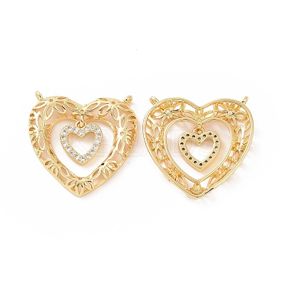Brass Micro Pave Cubic Zirconia 2-Loop Pendants ZIRC-P106-29G-1