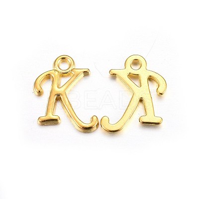 Golden Plated Alloy Letter Pendants LS-PALLOY-J718-01G-K-1