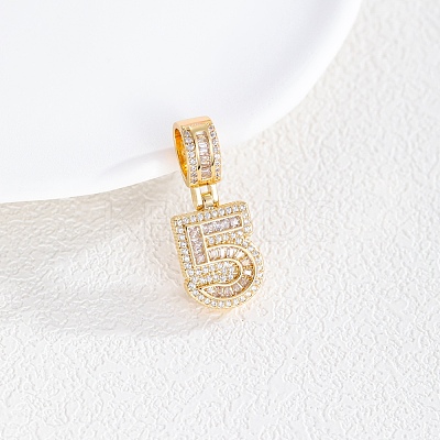 Brass Clear Cubic Zirconia European Dangle Charms LS-KK-R003-01G-05-1