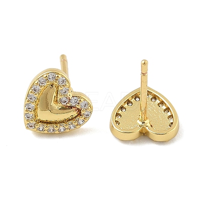 Brass Micro Pave Clear Cubic Zirconia Stud Earrings EJEW-R016-26G-05-1