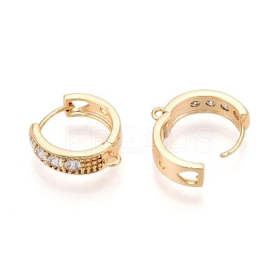 Brass Micro Pave Cubic Zirconia Hoop Earring Finding KK-N261-25G-1