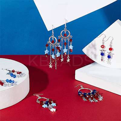 DIY Independance Day Theme Chandelier Earring Making Kit DIY-SC0018-41-1
