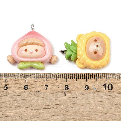 Fruits Theme Opaque Resin Pendants RESI-Z047-02P-1