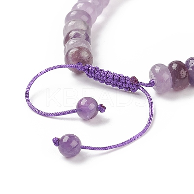 Adjustable Natural Amethyst Braided Bead Bracelets BJEW-F369-A18-1
