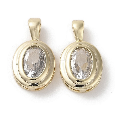 Brass Micro Pave Clear Cubic Zirconia Charms KK-G491-13G-1