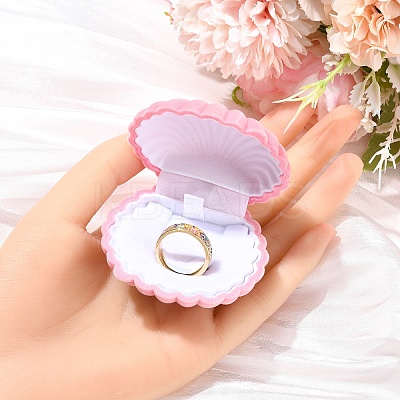 1Pc Shell Shaped Velvet Jewelry Storage Boxes VBOX-YW0001-05A-1