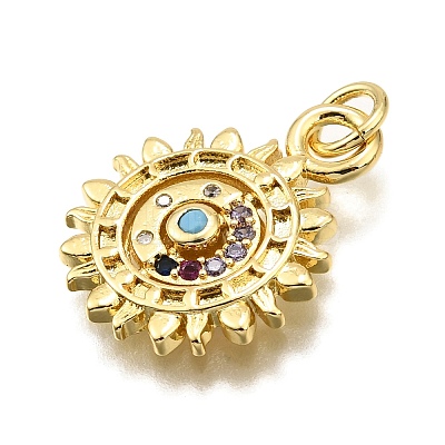 Rack Plating Brass Micro Pave Cubic Zirconia Pendants KK-K401-51G-02-1