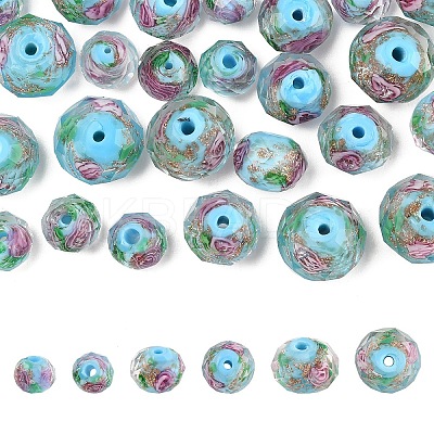 30Pcs 3 Styles Handmade Gold Sand Lampwork Bead LAMP-YW0001-35-1