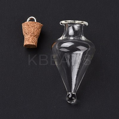 Teardrop Glass Cork Bottle Pendants AJEW-A041-01D-1