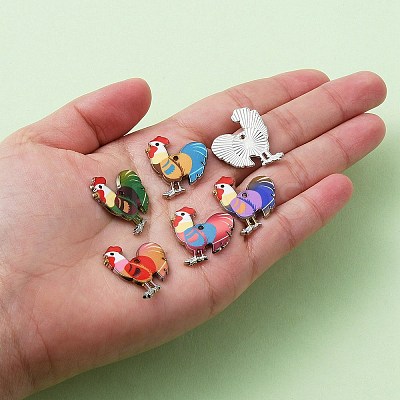 10Pcs 5 Colors Alloy Enamel Pandants ENAM-YW0003-60-1