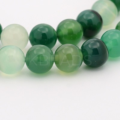 Natural Green Onyx Agate Dyed & Heated Round Bead Strands G-P070-19-4mm-1