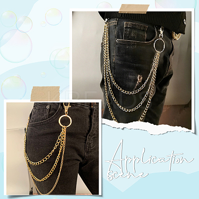 1Pc Alloy Twisted Chain 3 Layered Chain Belts for Women Men AJEW-CY0002-25G-1