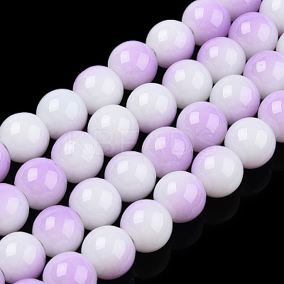 Two Tone Opaque Baking Paint Glass Beads Strands LS-DGLA-Q027-8mm-02-1