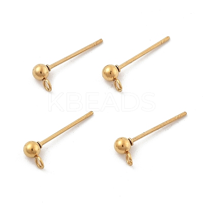 Ion Plating(IP) 304 Stainless Steel Ball Post Stud Earring Findings STAS-E163-44G-1
