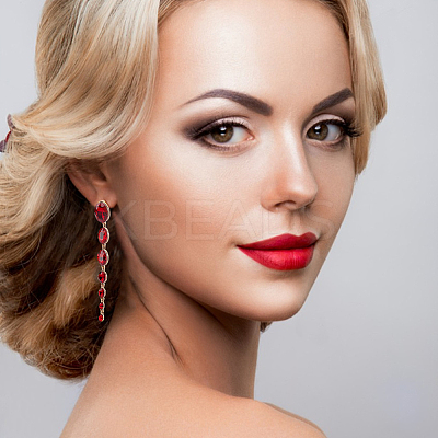 3 Pairs 3 Colors Rhinestone Graduated Beaded Oval Dangle Stud Earrings EJEW-AN0001-40-1