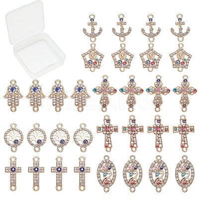 Alloy Rhinestone Links Connectors ALRI-SC0001-09LG-1