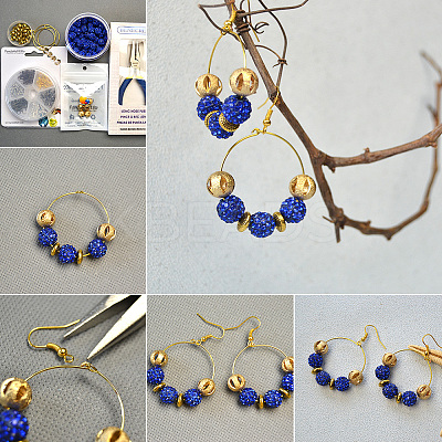 10mm Disco Ball Clay Beads Sapphire Pave Rhinestones Spacer Round Beads RB-PH0003-10mm-10-1