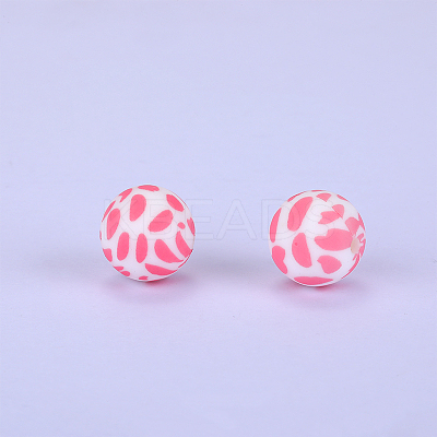 Printed Round Silicone Focal Beads SI-JX0056A-93-1