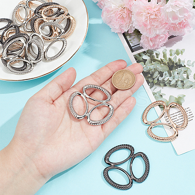 12Pcs 3 Colors Tri-Ring Alloy Brooch Scarf Clip Buckles AJEW-NB0006-57-1