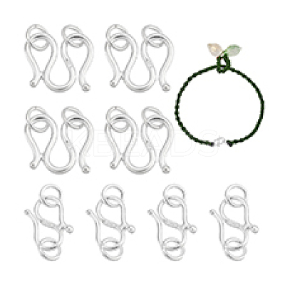 8Pcs 2 Styles 925 Sterling Silver Hook and S-Hook Clasps STER-PH0001-83-1