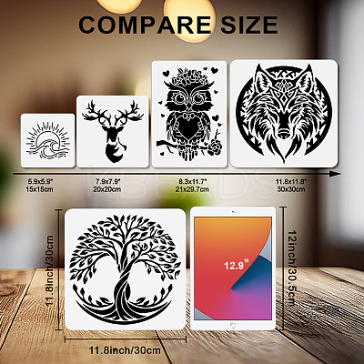 1Pc PET Hollow Out Drawing Painting Stencils DIY-MA0006-46A-01-1