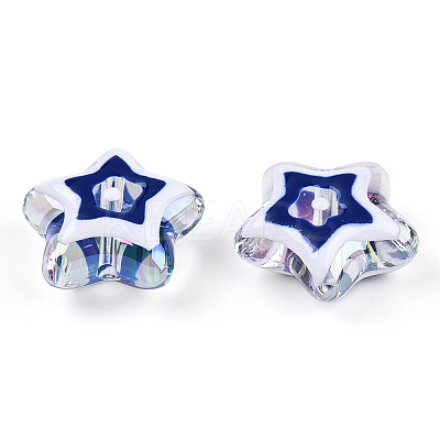 UV Plating Rainbow Iridescent Acrylic Beads OACR-A018-04D-1