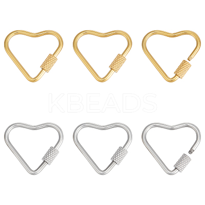 6Pcs 2 Colors 304 Stainless Steel Screw Carabiner Lock Charms STAS-UN0064-06-1