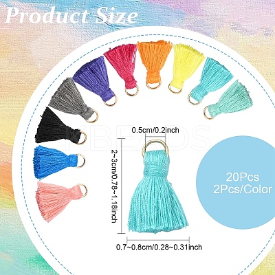 20Pcs 10 Colors Polycotton(Polyester Cotton) Tassel Pendant Decorations FIND-YW0004-57-1
