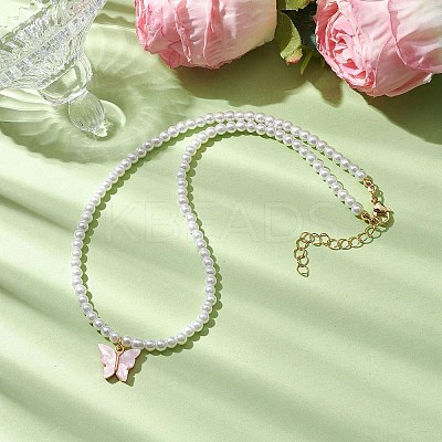 Alloy Acrylic Butterfly Pendants Necklaces NJEW-JN04782-01-1