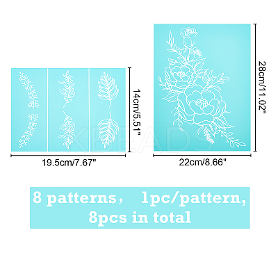 8 Patterns Self-Adhesive Silk Screen Printing Stencil DIY-OC0004-007-1