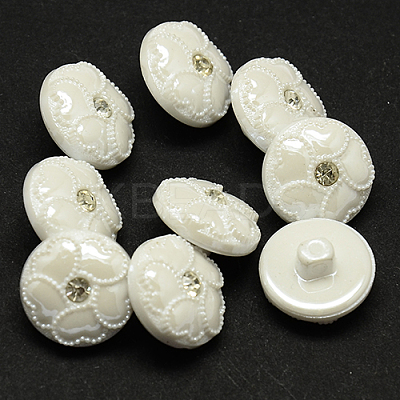 Taiwan Acrylic Rhinestone Shank Buttons BUTT-F025-R13mm-C10-1