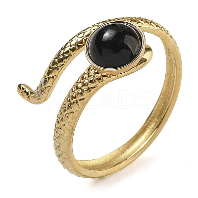 Natural Dyed & Heated Black Agate Finger Rings RJEW-U027-04G-08-1