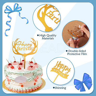 3Pcs 3 Styles Acrylic Cake Toppers FIND-TA0010-38B-1