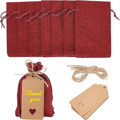 10Pcs Burlap Packing Pouches Drawstring Bags ABAG-NB0001-40A-1