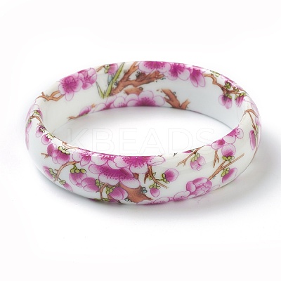 Fashion Women's Printed Porcelain Bangles BJEW-J184-01-1