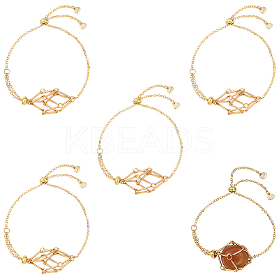 5Pcs Adjustable Braided Brass Macrame Pouch Cable Chain Slider Bracelet Making BJEW-BBC0001-17A-1