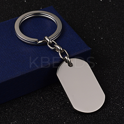 Tarnish Resistant Rectangle 304 Stainless Steel Keychain KEYC-H014-02-1