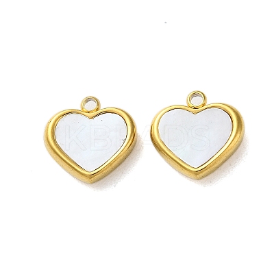 304 Stainless Steel with Synthetic Shell Charms STAS-G338-06G-1