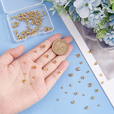 120Pcs 4 Styles 304 Stainless Steel Crimp Beads Cover STAS-UN0046-19-1