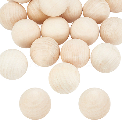 20Pcs Natural Wooden Round Ball WOOD-PH0002-93-1