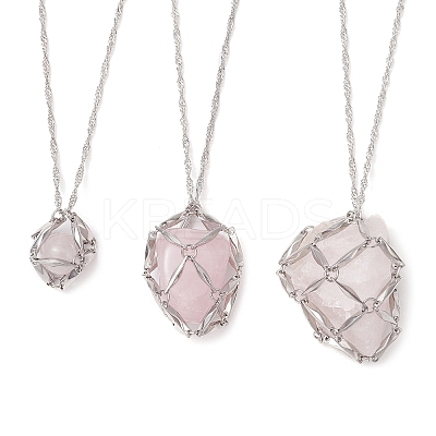 3Pcs 3 Sizes 304 Stainless Steel Macrame Pouch Empty Stone Holder Necklace Making NJEW-JN05240-1