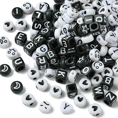 200Pcs Mixed Style and Shapes Acrylic Beads OACR-FS0001-68B-1