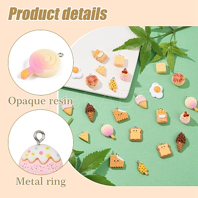 24Pcs 12 Styles Opaque Resin Pendants CRES-YW0001-34-1