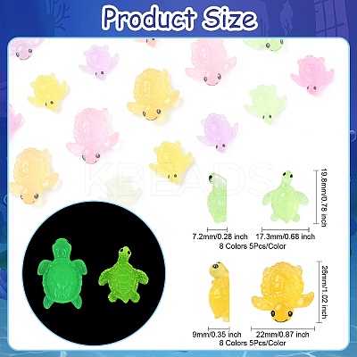 80Pcs 16 Styles Luminous Resin Sea Turtle Figurine Decoration FIND-CJ0003-49-1