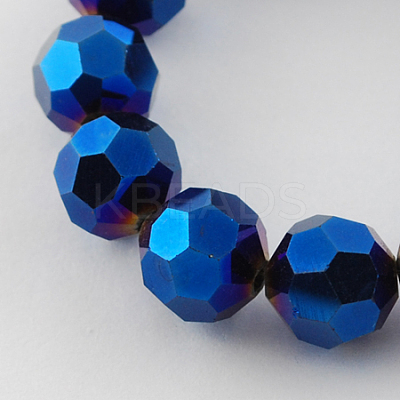 Faceted(32 Facets) Electroplate Glass Bead Strands X-EGLA-R042-6mm-01-1