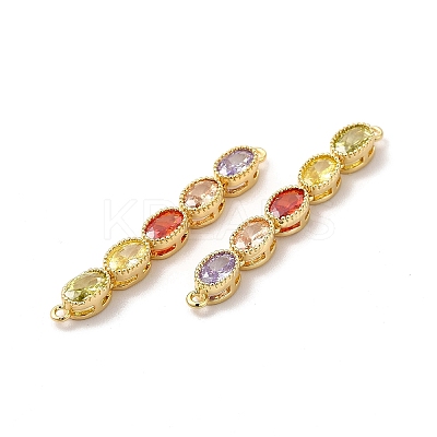 Rack Plating Brass Colorful Cubic Zirconia Connector Charms KK-A177-04G-1