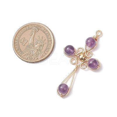 4Pcs 4 Styles Natural Amethyst Pendants PALLOY-TA00326-01-1