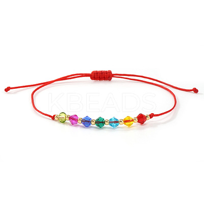 Adjustable Glass Beads Braided Bead Bracelets ER5290-3-1