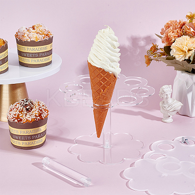 Acrylic 8-Hole Ice Cream Display Stands ODIS-WH0078-58-1
