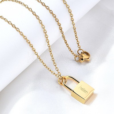304 Stainless Steel Rolo Chain Pendant Necklaces NJEW-S444-01G-06-1